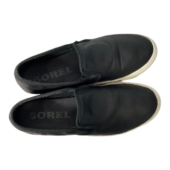 Sorel Campsneak Black Leather Casual Sneakers Slip-on Shoes 8 - Picture 4 of 9